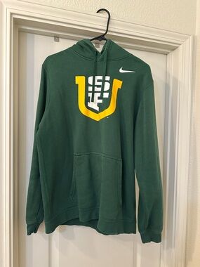 Nike Green Hoodie with Yellow and White Logo